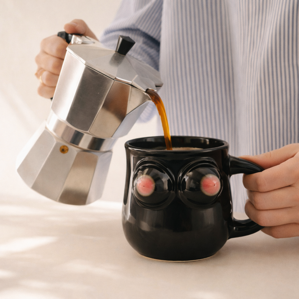 Mug sculpture en céramique noire