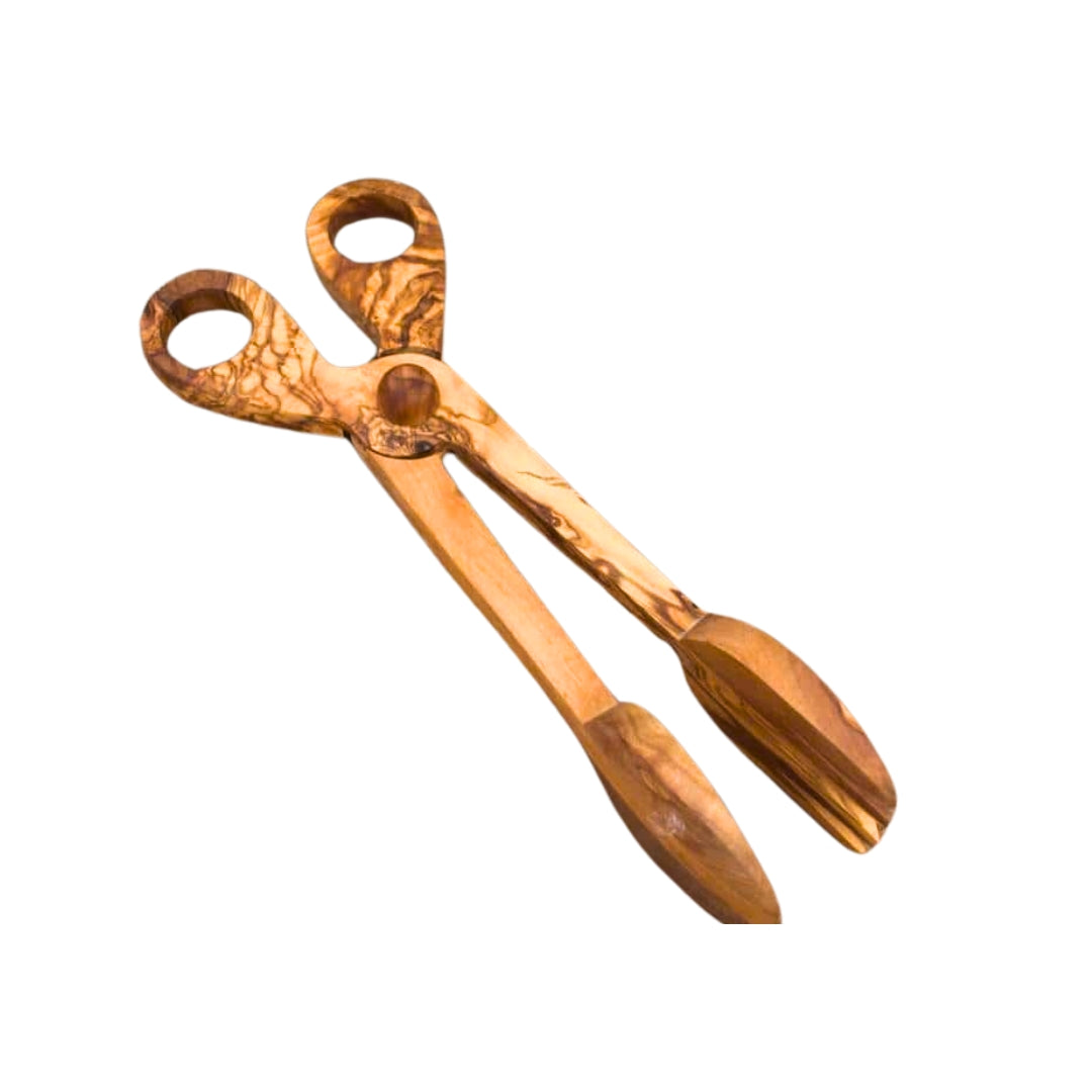 Pince à salade en acier bois d'olivier (28 cm)