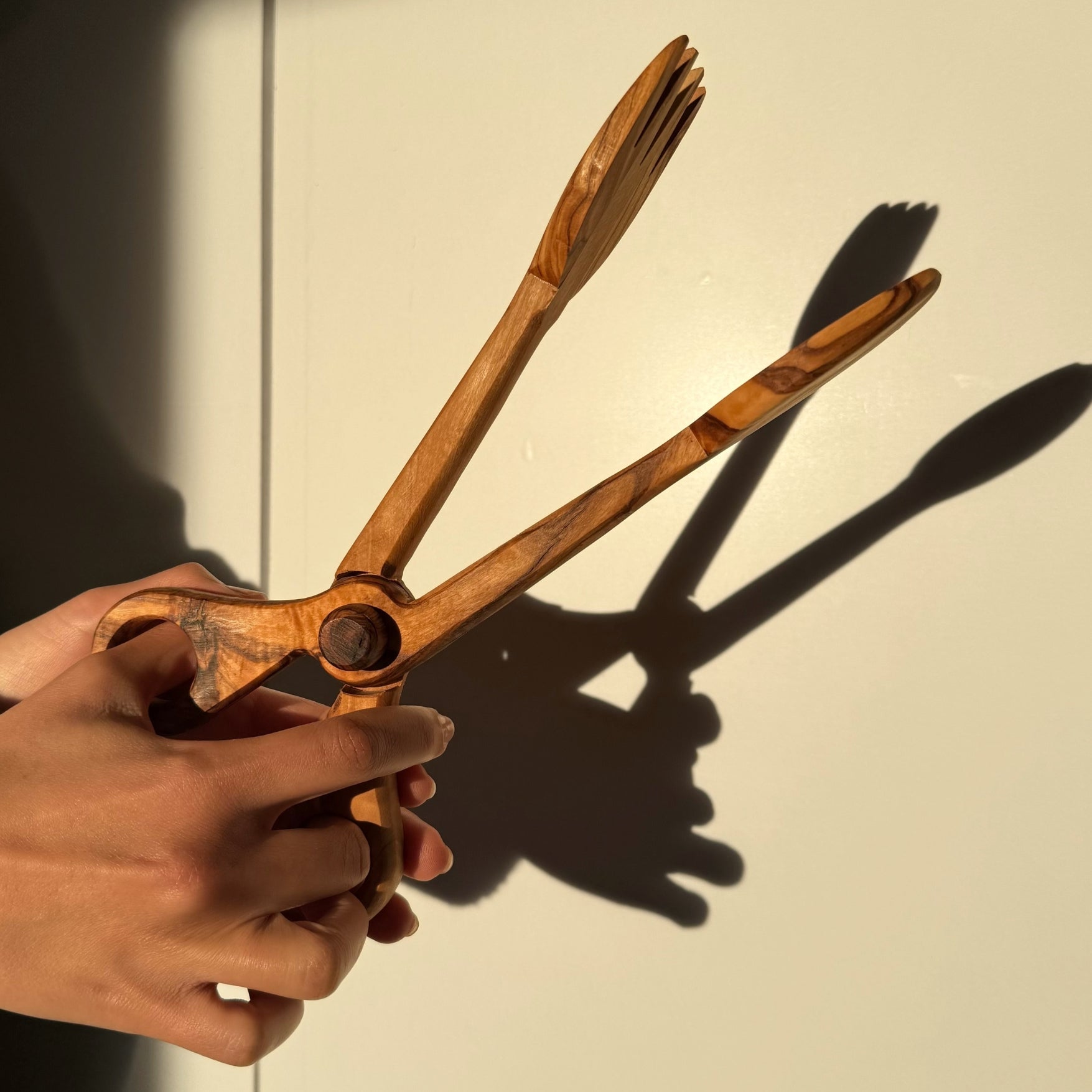 Pince à salade en acier bois d'olivier (28 cm)