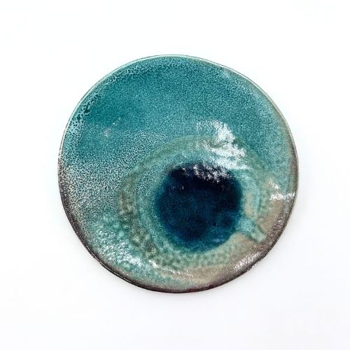 Blue ceramic flat plate
