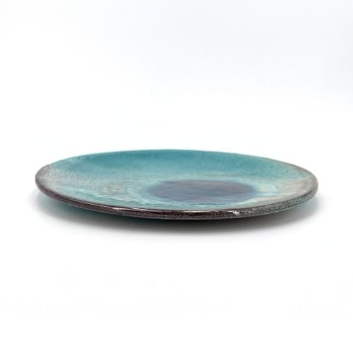 Blue ceramic flat plate