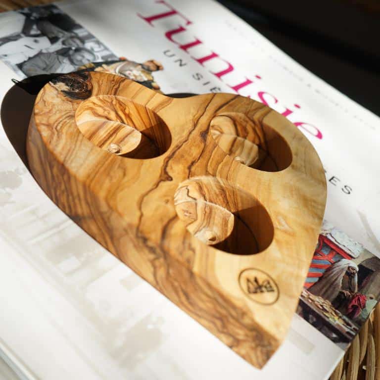 Porte-bougie cœur en bois d'olivier - fait main et écoresponsable