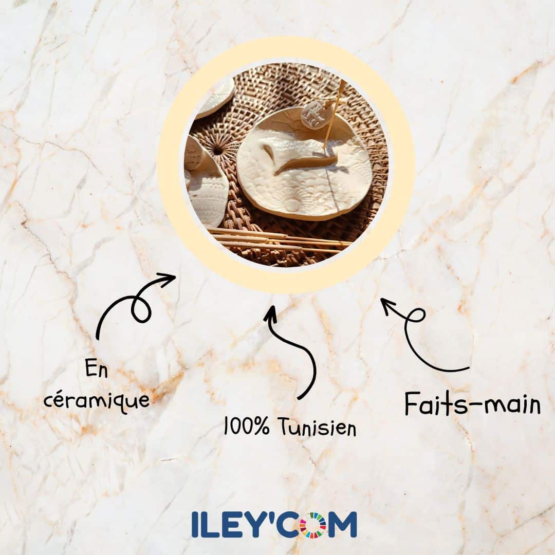 Porte-encens céramique fait à la main (10 cm) - artisanat Tunisien fait main | ILEYCOM