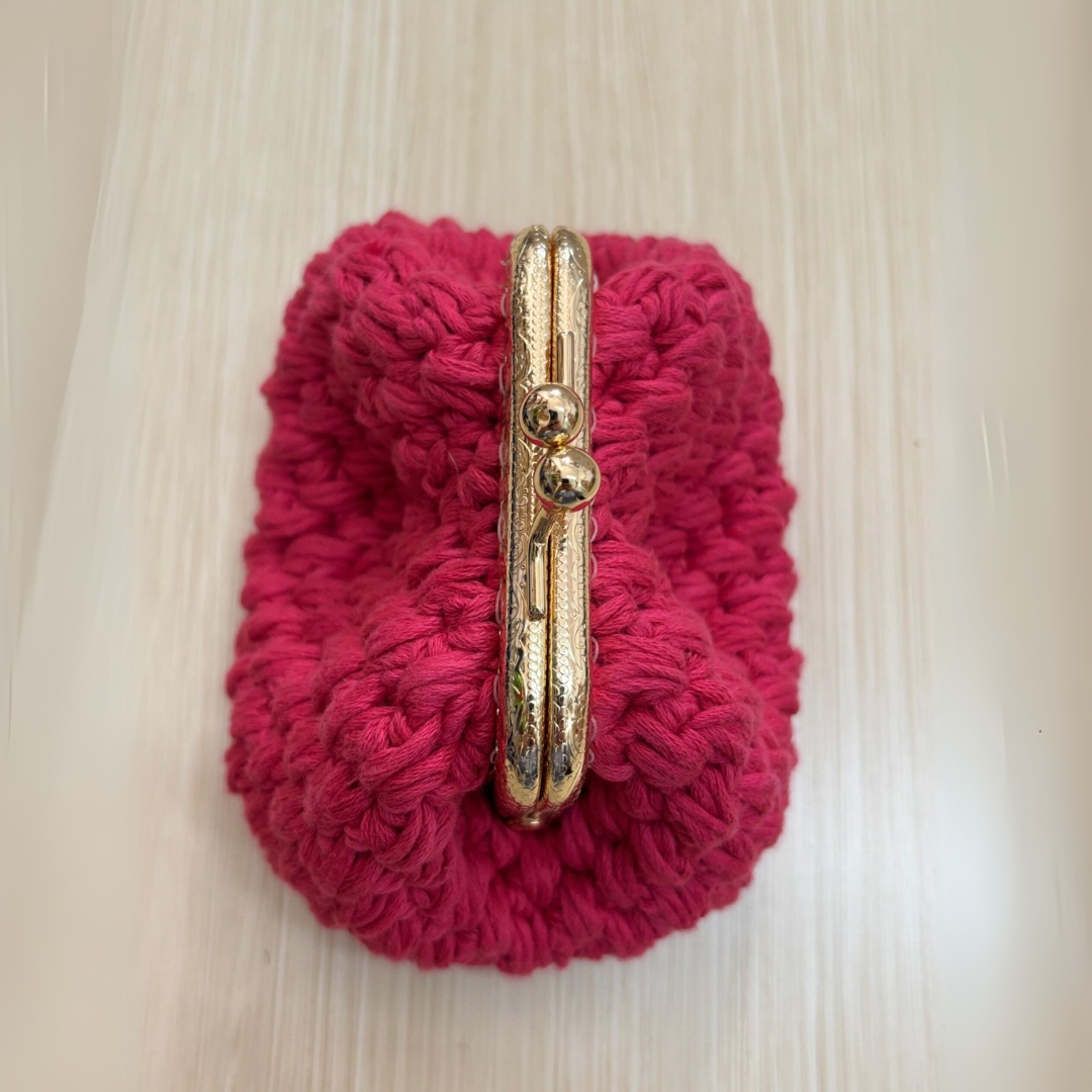 Porte monnaie Rose crochet