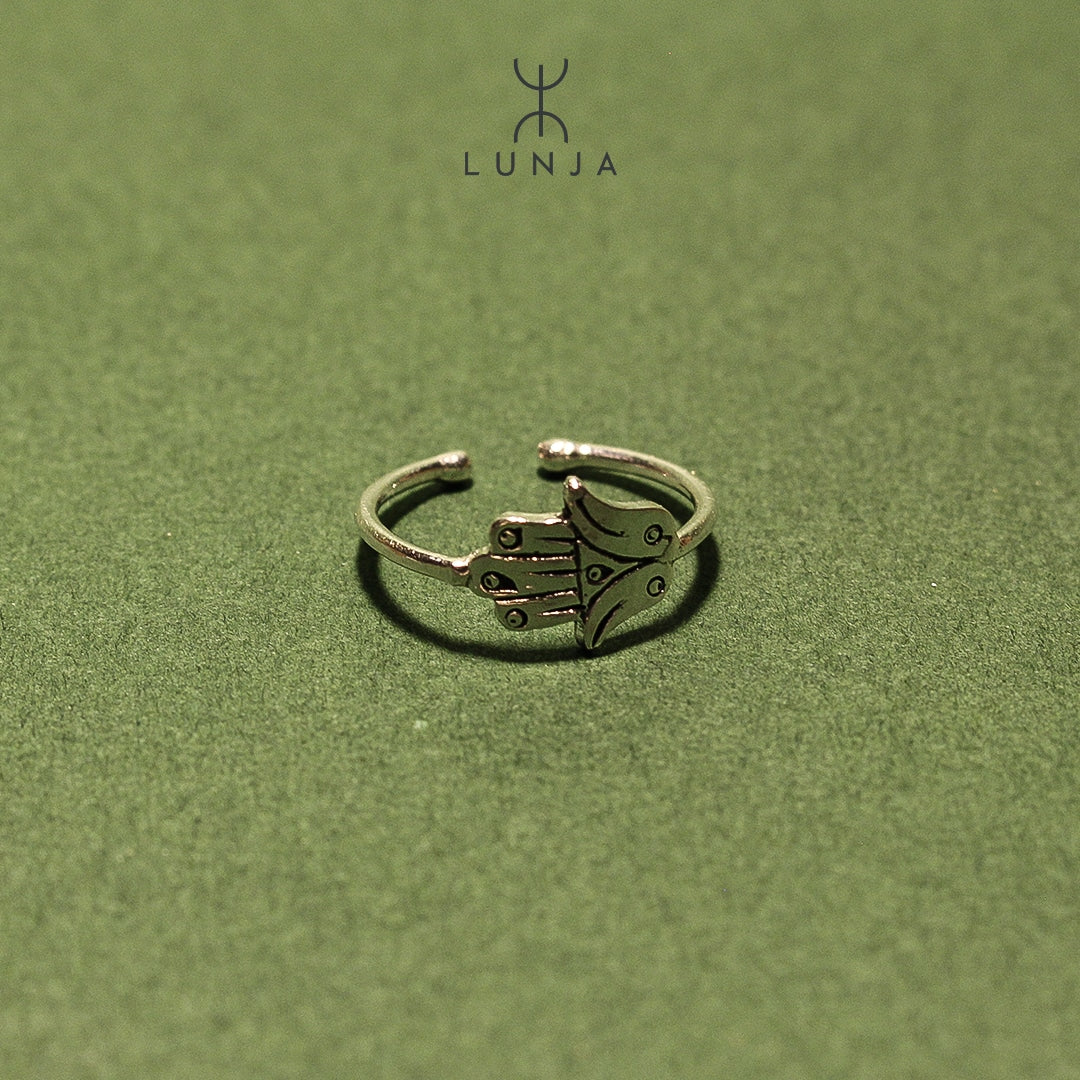 Bague berbère Khomsa en argent ciselé ajustable