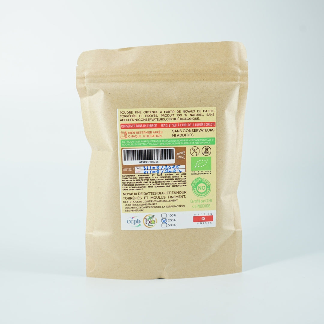Poudre Bio de Noyaux de Datte Café Aromatique Sans Caféine