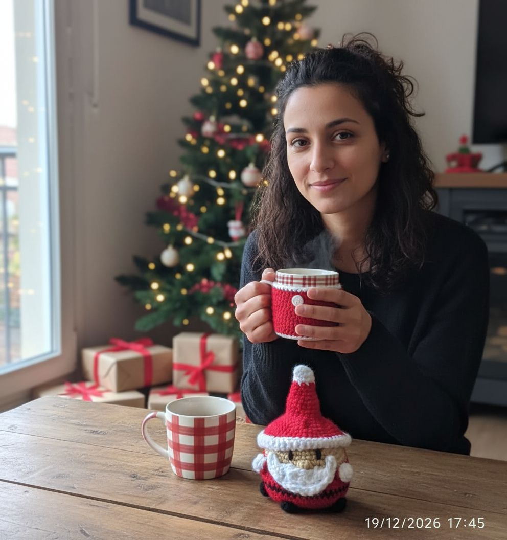 Père Noël crochet figurine artisanale rouge et blanche unique