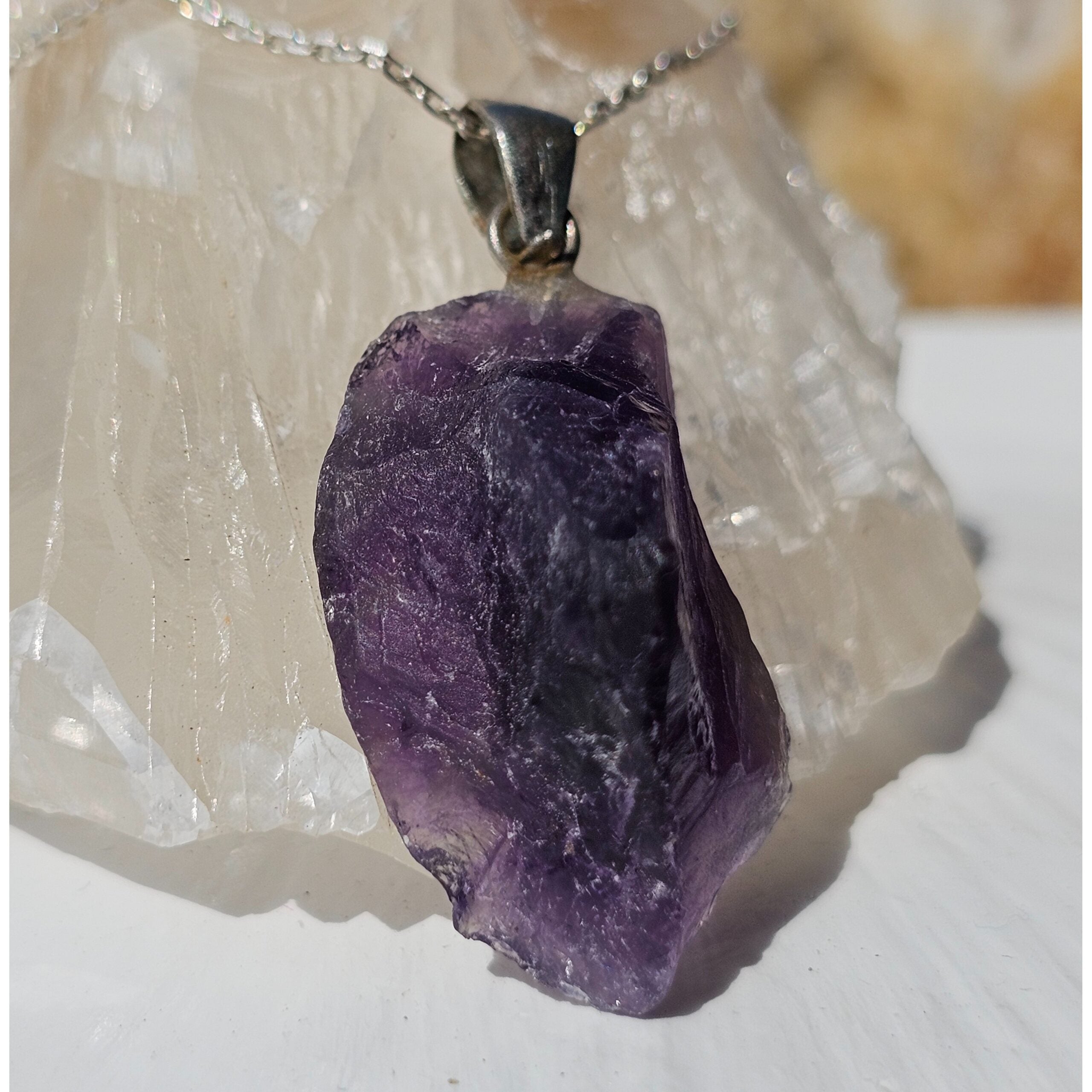Collier en Argent 925 Améthyste Brute - Élégance et Sérénité