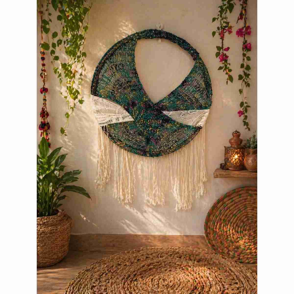 Déco murale bohème artisanale multicolore pour un intérieur unique