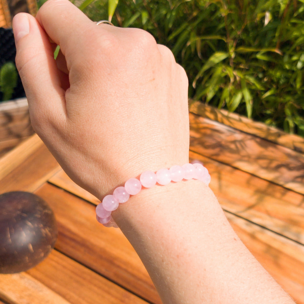 Bracelet AMOUR en pierre quartz rose