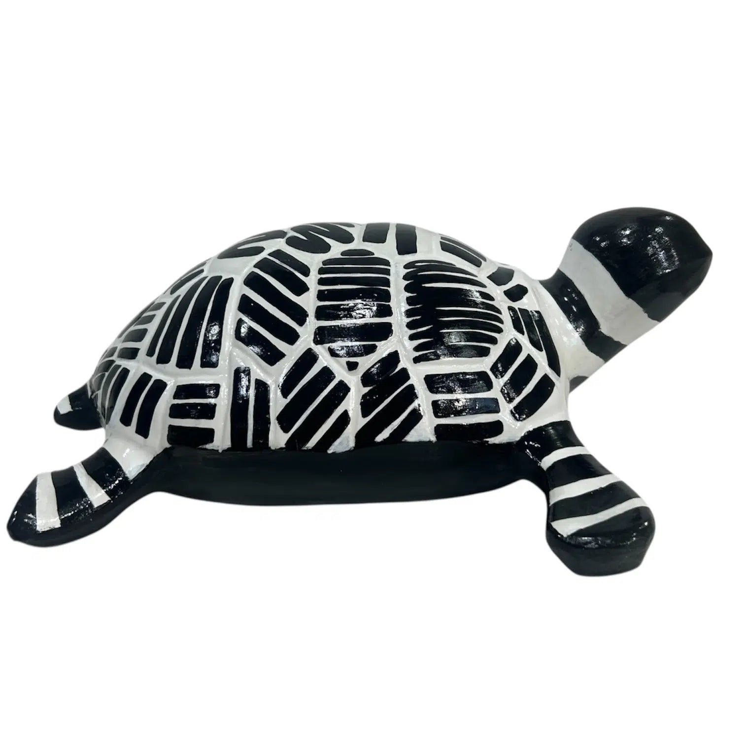 Tortue en céramique - style graphique noir et blanc