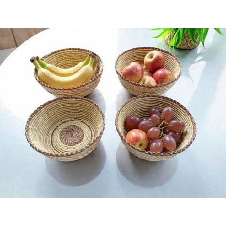 Panier tissé naturel multicolore