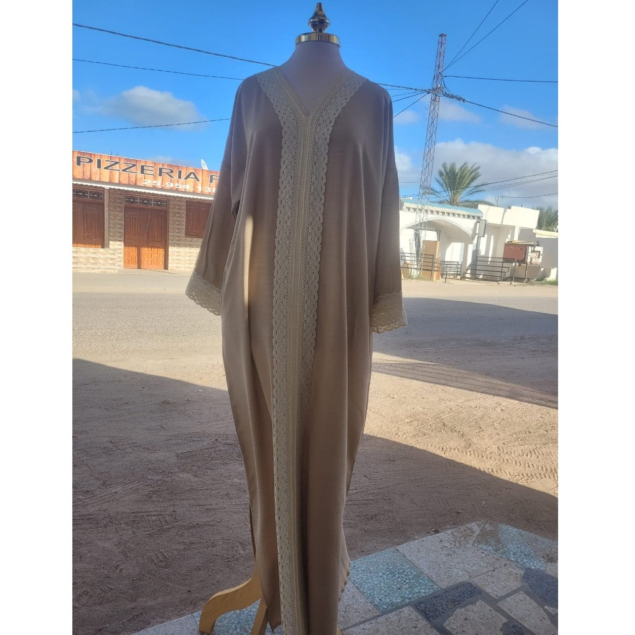 kaftan femme luxe beige