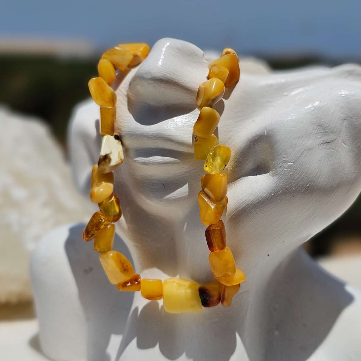 Bracelet ambre naturel élastique 18 cm qualité premium