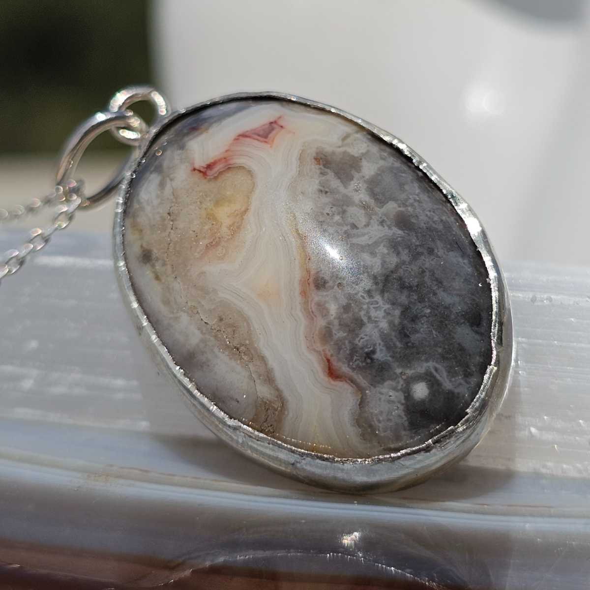 Collier agate crazy lace unique en argent 925 pour un style exceptionnel