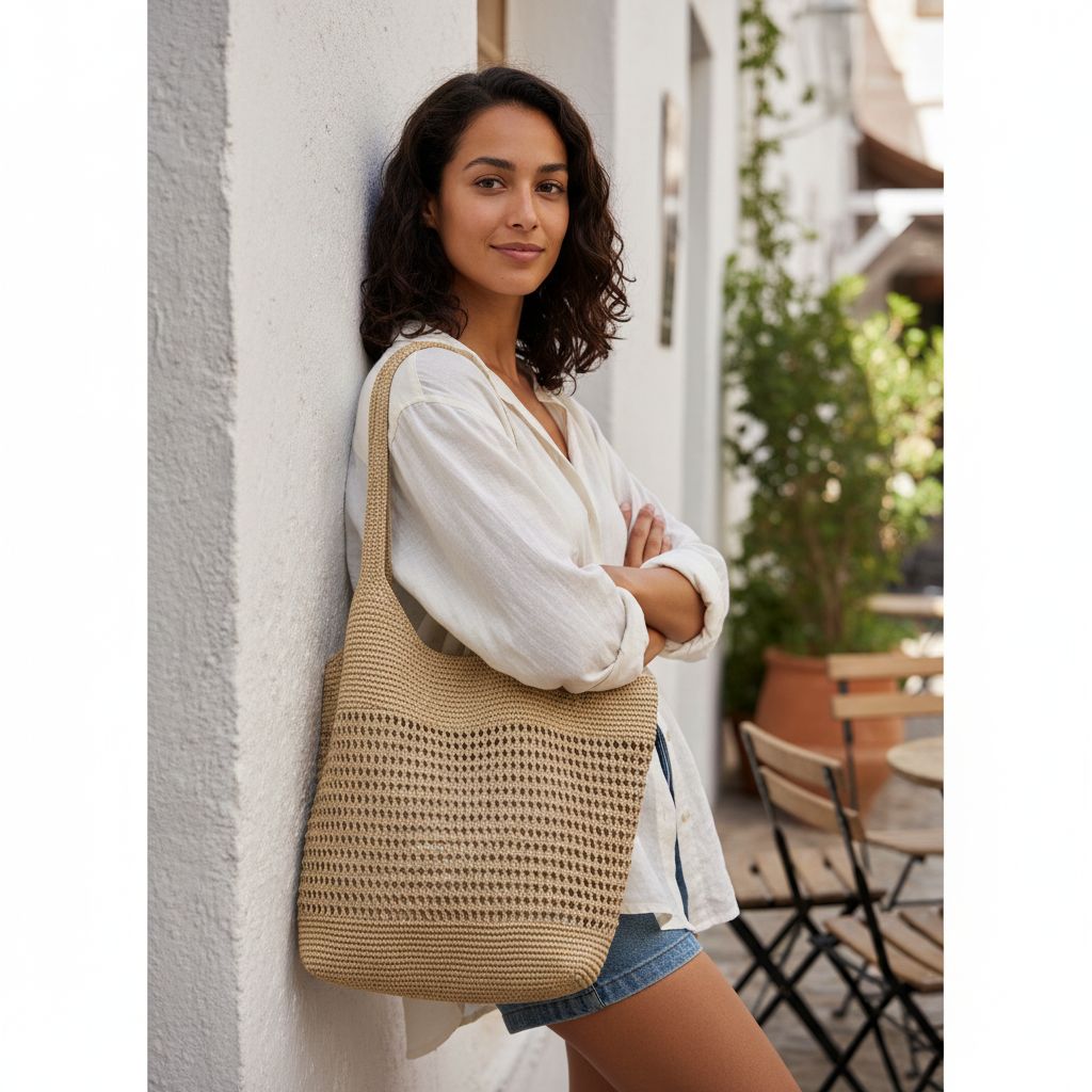Sac de plage beige taille m un must have pour — angle supp. Produit artisanal.