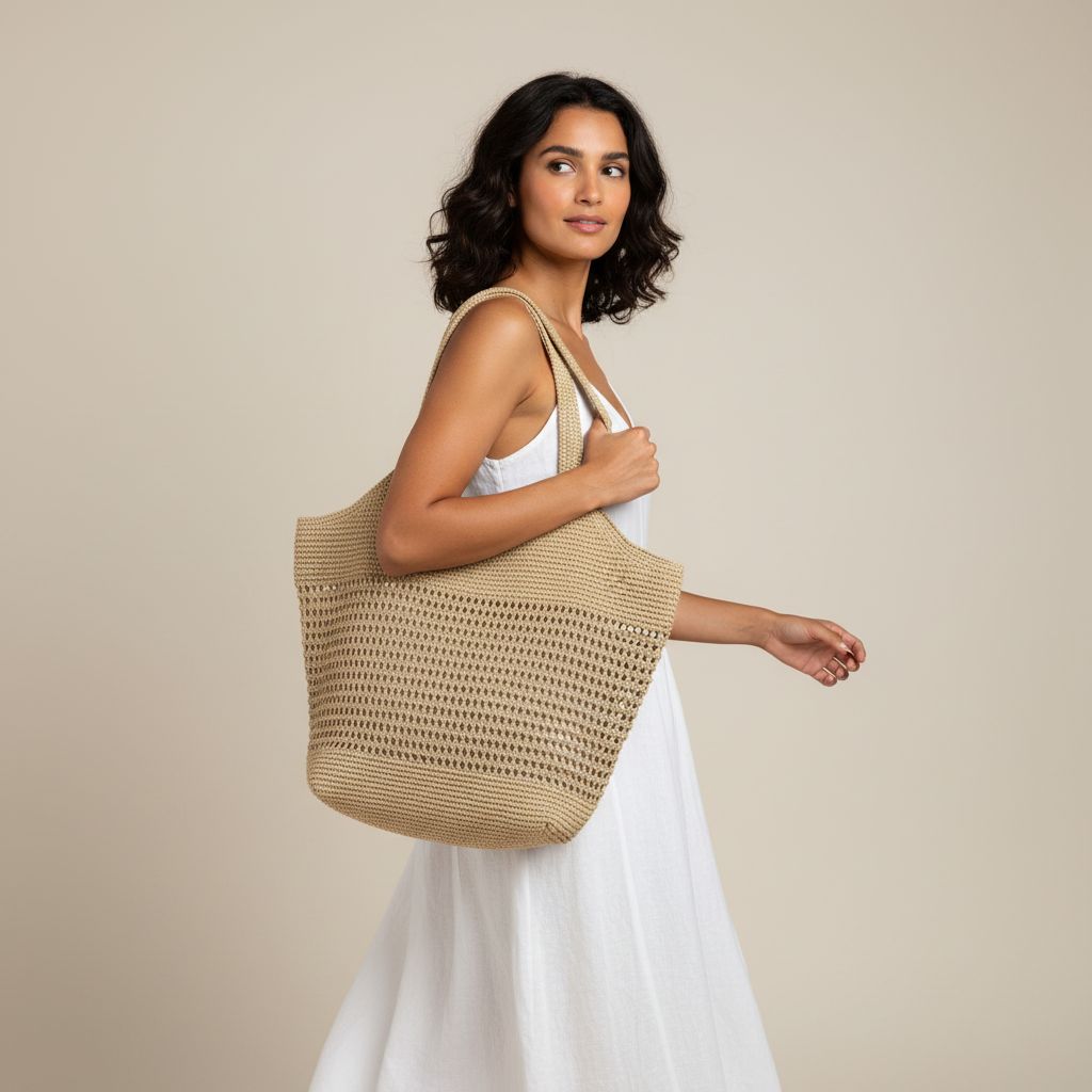 Sac artisanal Tunisie — sac de plage beige taille m un must have pour. Fabriqué à la main en Tunisie.