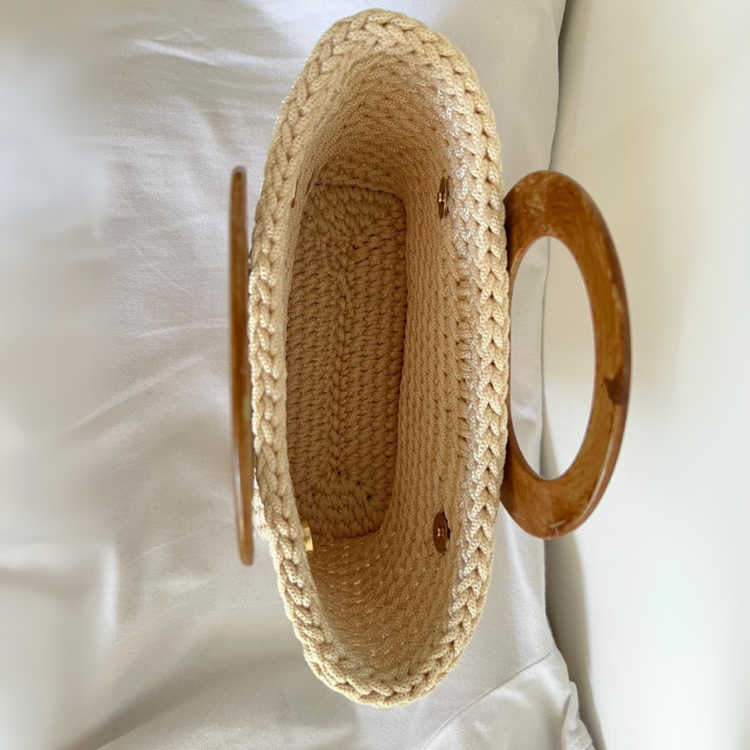 sac en crochet beige