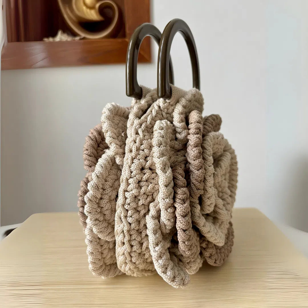 Sac fleur beige en crochet- fait main