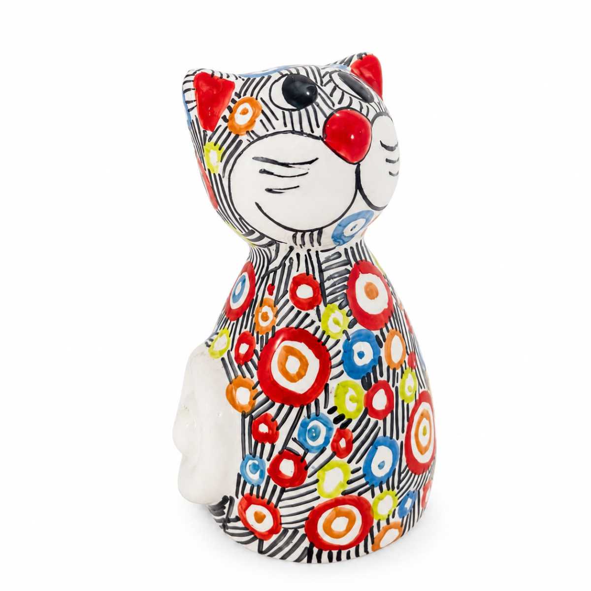 chat décoratif unique en sculpture artistique H 20 cm