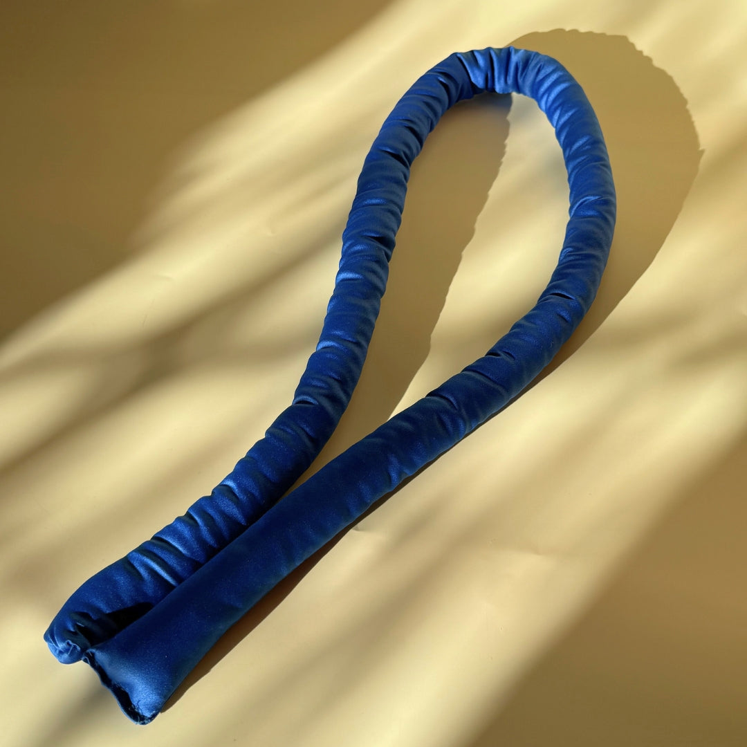 Headband boudin + 2 chouchous en satin Bleu
