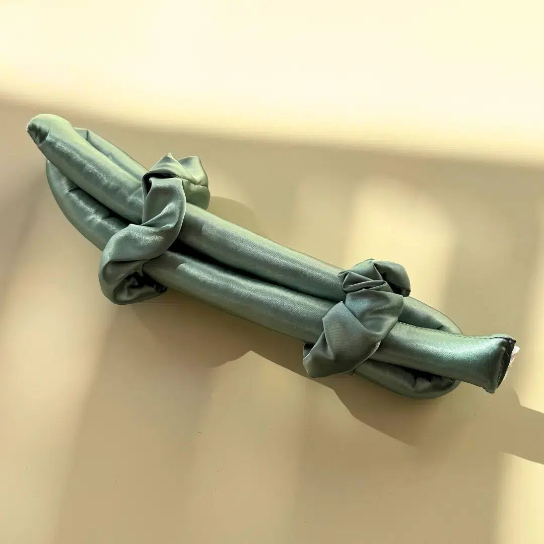 Bandeau Satin & Chouchous vert d'eau - Élégance Anti-Casse