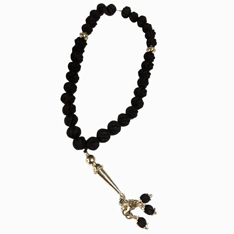 Tasbih en Ambre Boisé Argent Massif 33 Perles Artisanales