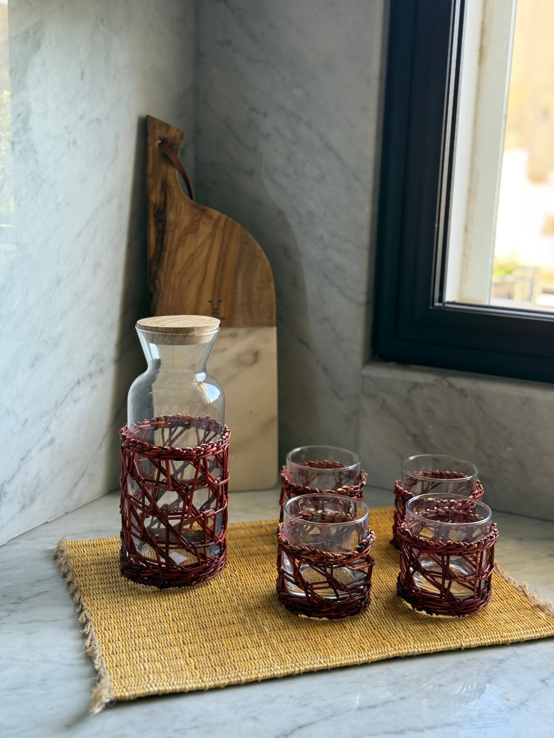 Service à table naturelle rouge (copie) — produit artisanal Tunisie fait main.