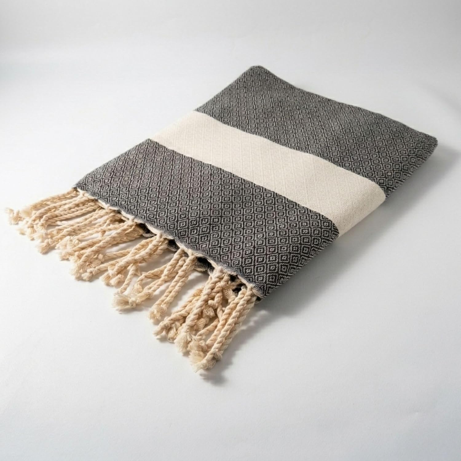 Set de 2 Foutas tunisienne Zigzag 100% coton noire et rouge