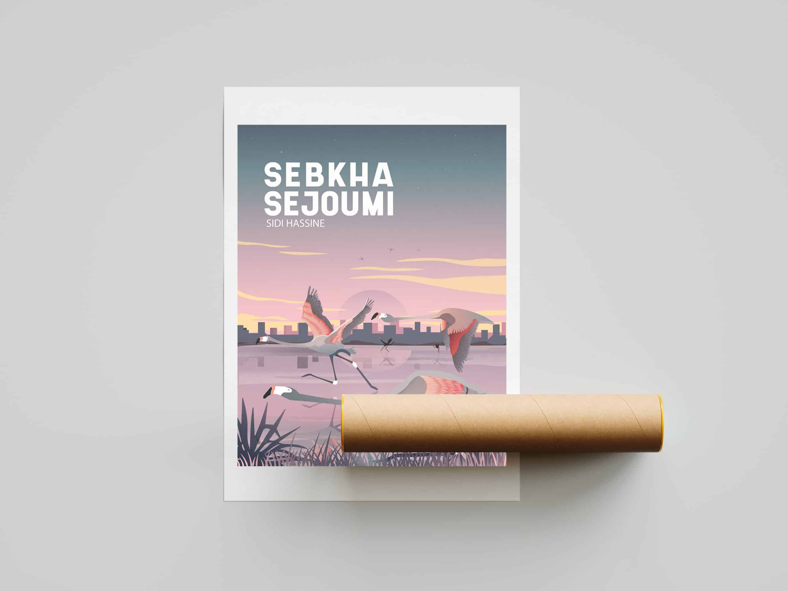 Poster Famous Places In Tunisia "Sebkhat Sejoumi"