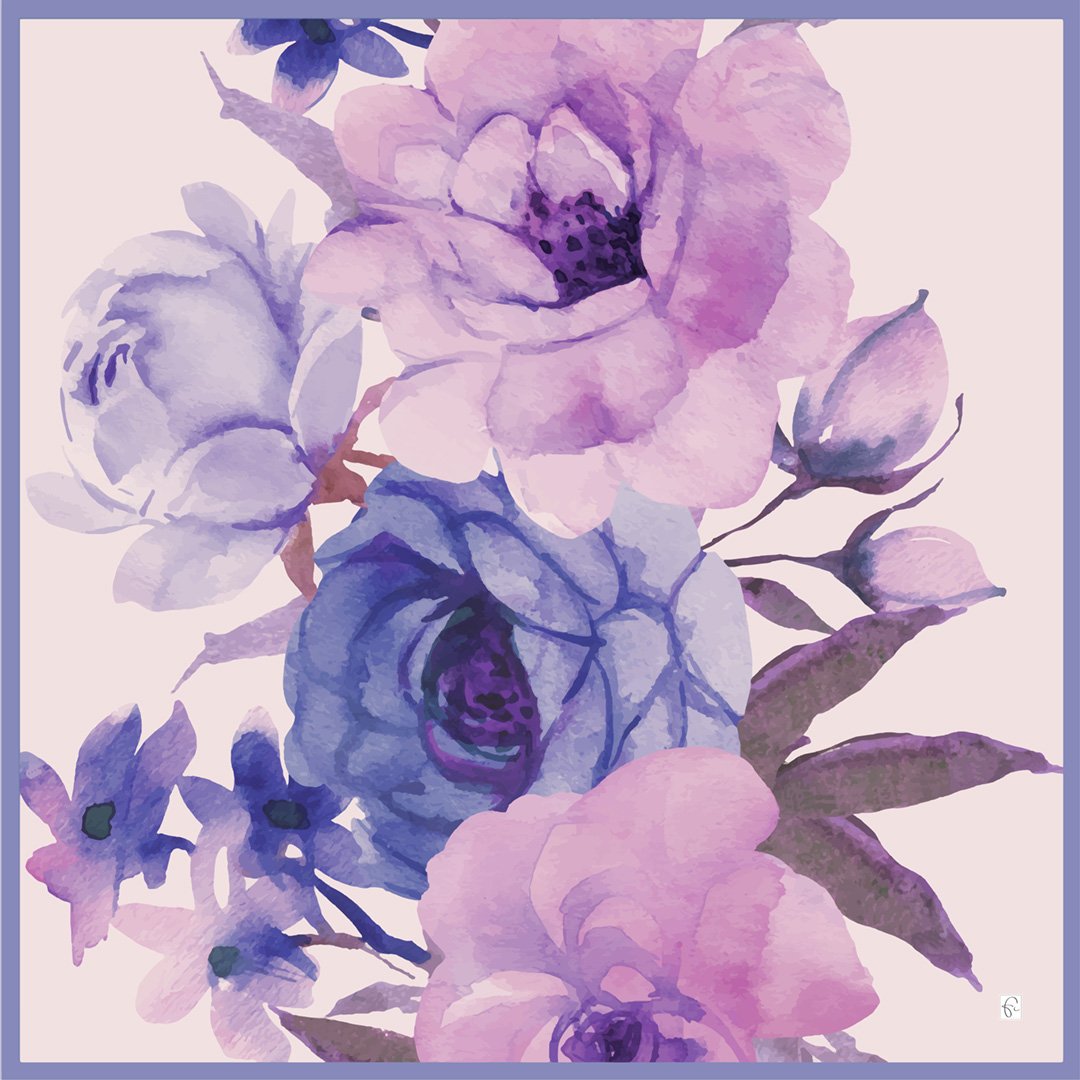 Natural silk scarf in lavender "Falling in love"