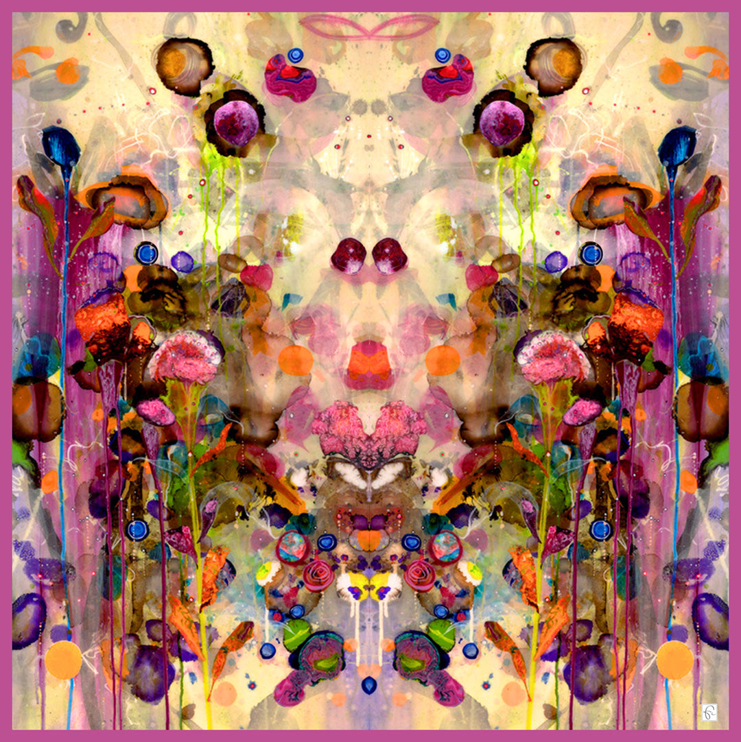 Blue natural silk scarf "Faint illusions"