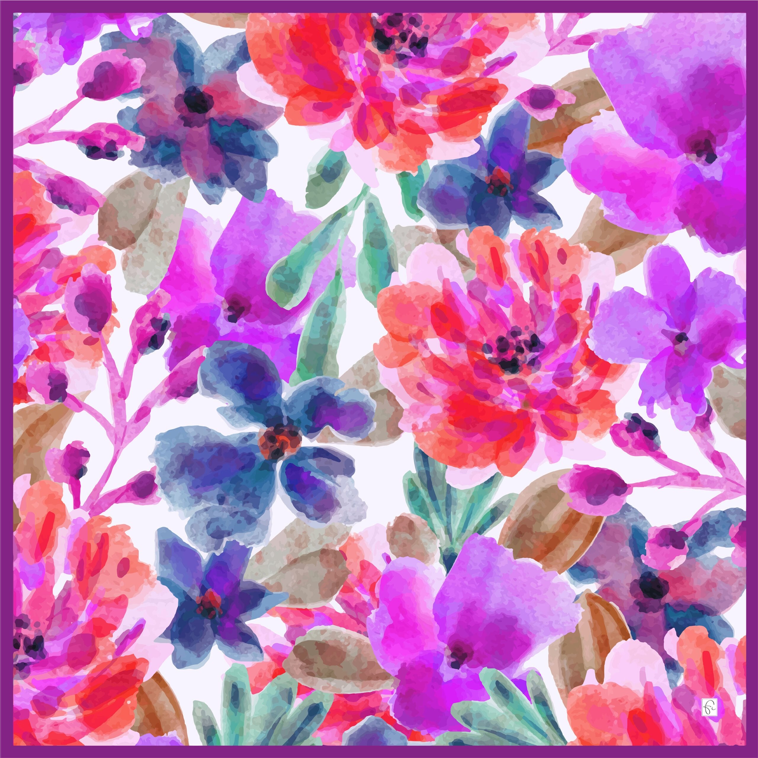 Blue natural silk scarf "Fancy instinct"