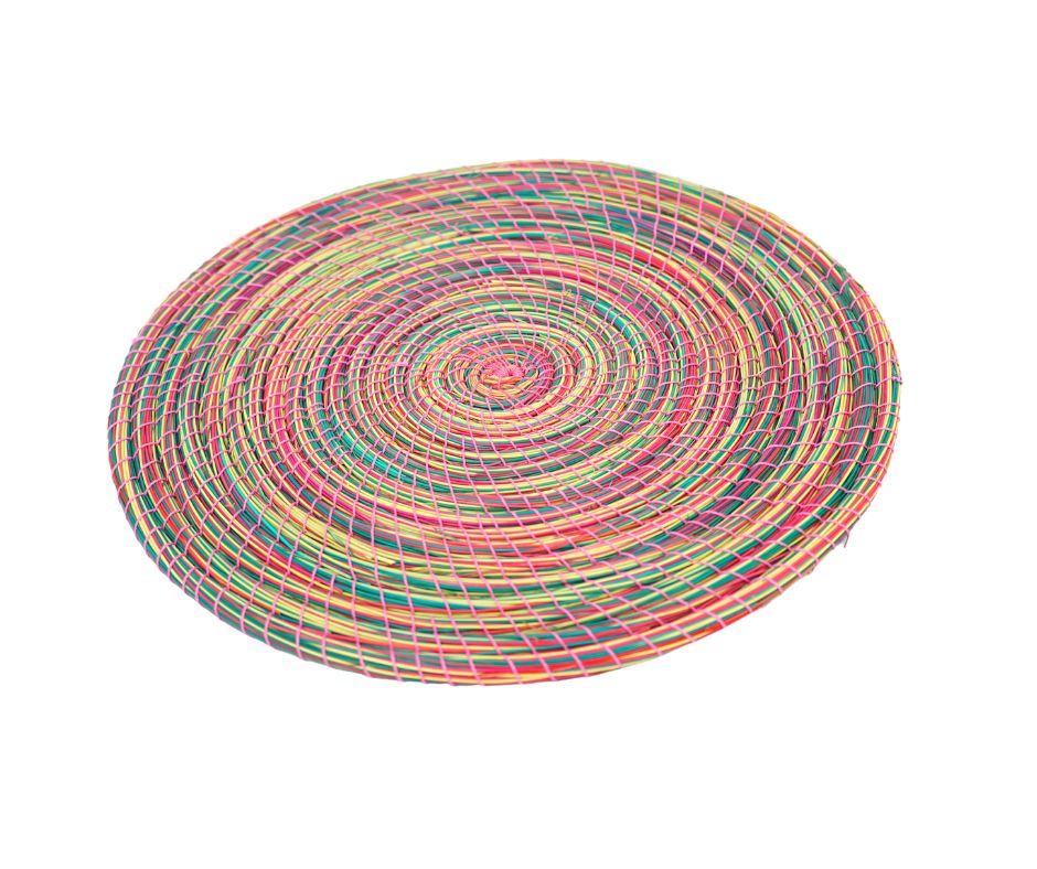 Sous-plat , dessous de plat, Set table, multicouleur en Halfa - artisanat Tunisien fait main | ILEYCOM