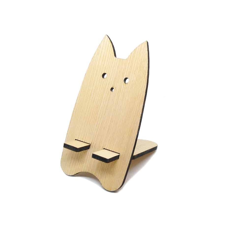 Support Smartphone Chat en Bois – Design Minimaliste & Écoresponsable - artisanat Tunisien fait main | ILEYCOM