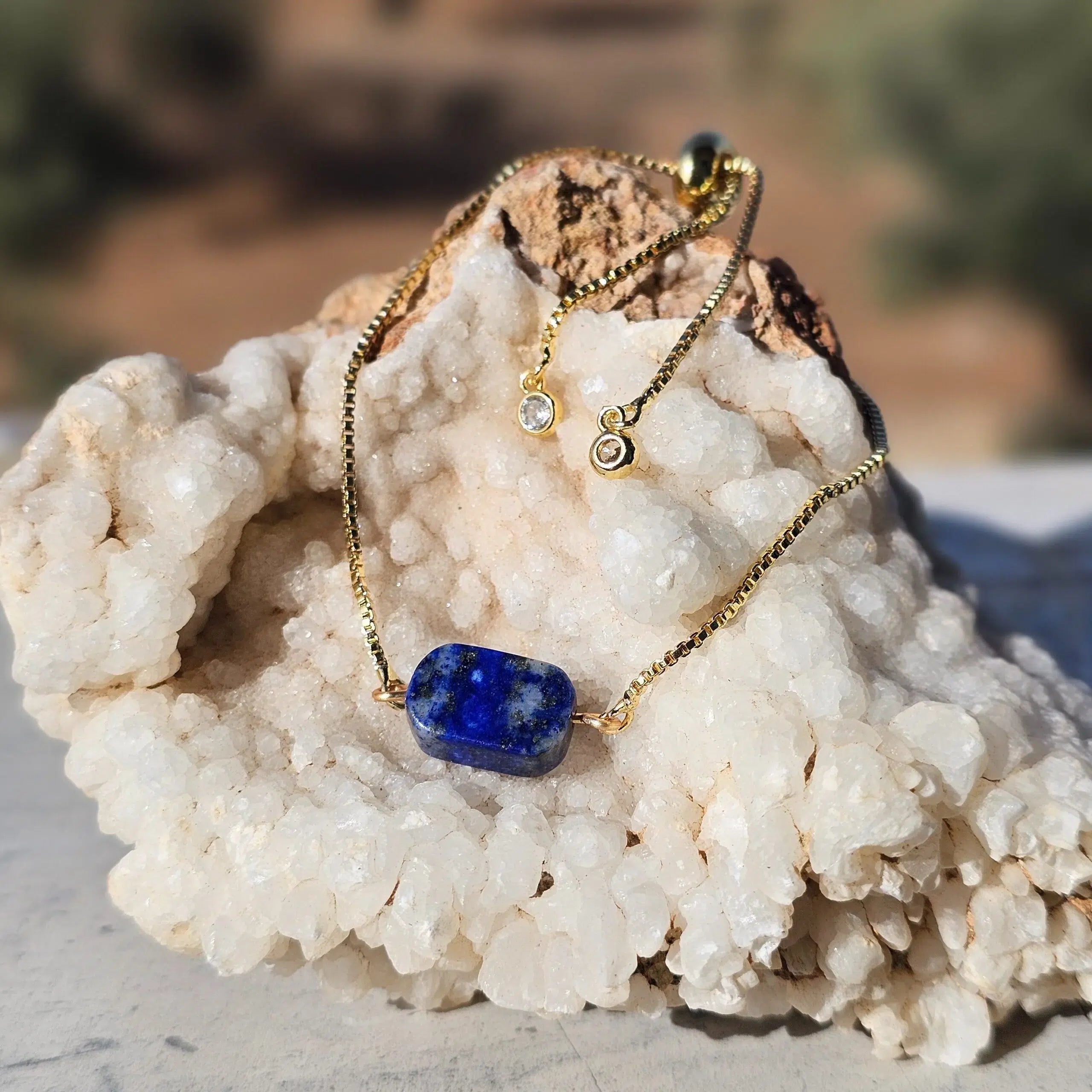 Bracelet Ajustable en Lapis Lazuli et Acier Inoxydable Équilibre