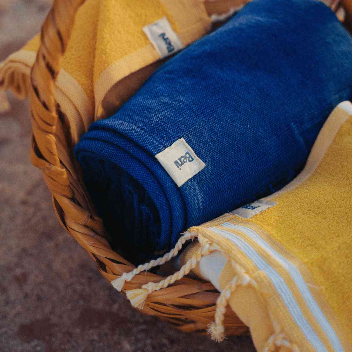 Fouta éponge rayée jaune