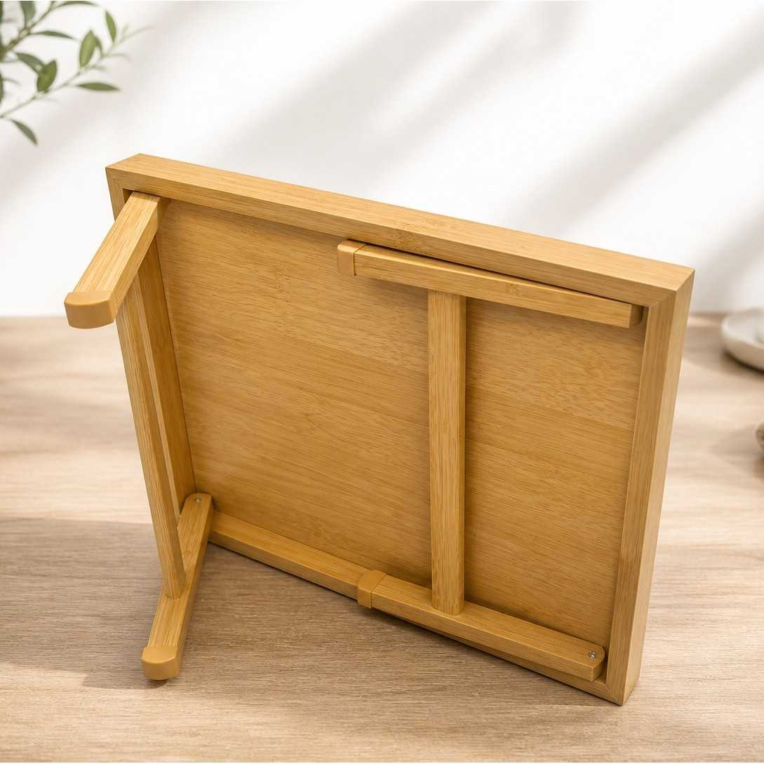 Table pliante bois compacte et pratique — vue 3. Artisanat Tunisie.