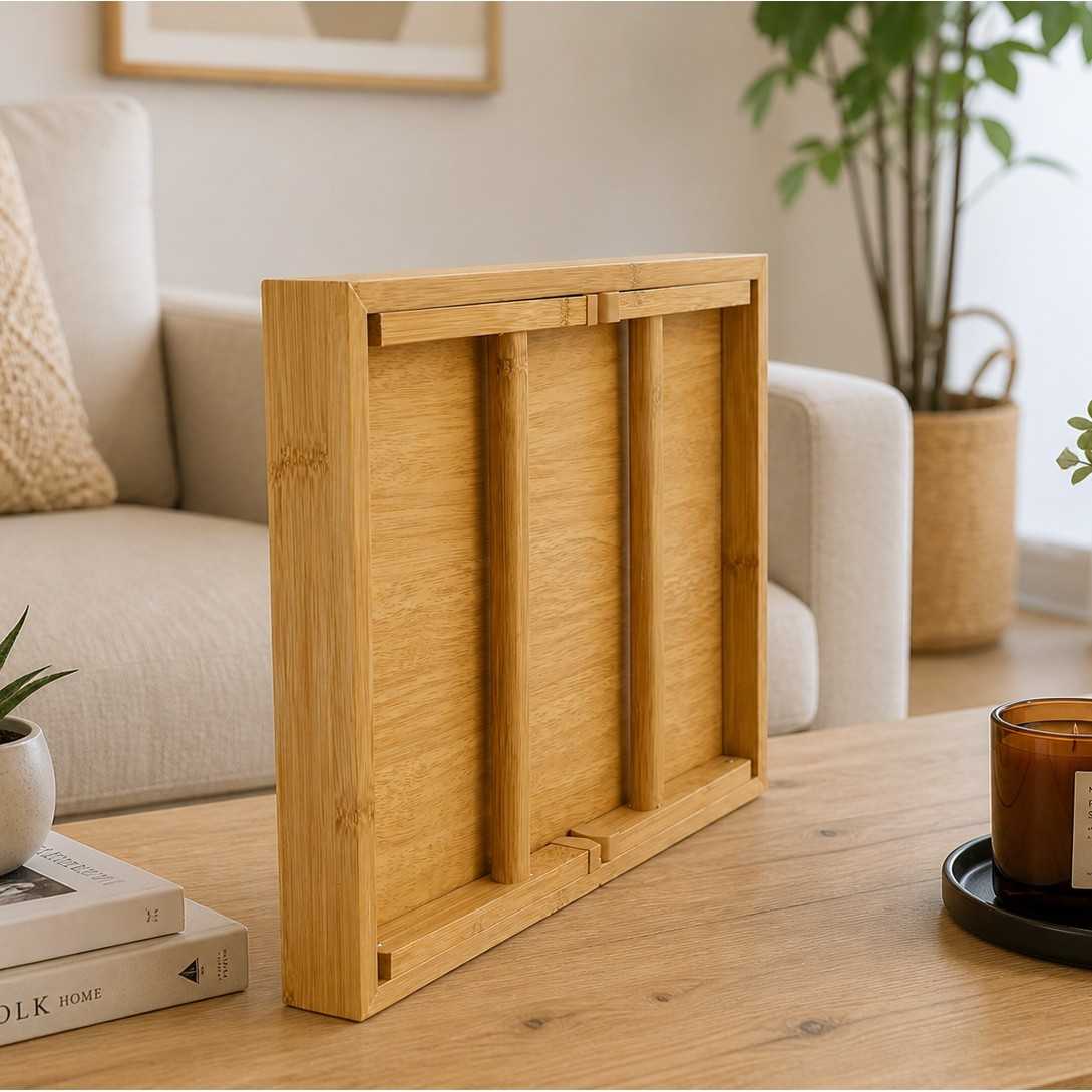 Table pliante bois compacte et pratique — vue 5. Artisanat Tunisie.