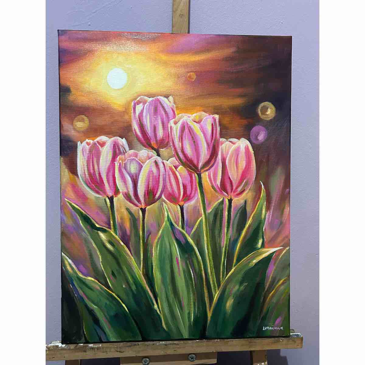 tableau tulipes original 61x46 cm œuvre unique