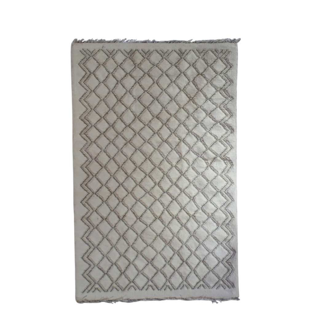 Tapis berbère en laine fait-main motif diamond beige - artisanat Tunisien fait main | ILEYCOM