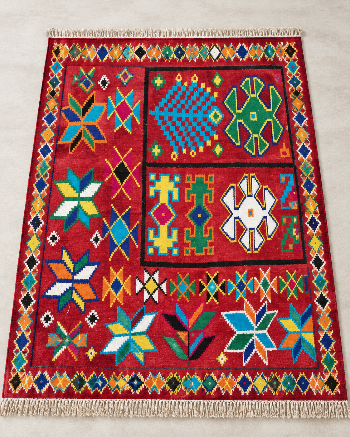 Tapis ethnique rouge XL pour un intérieur chic et chaleureux