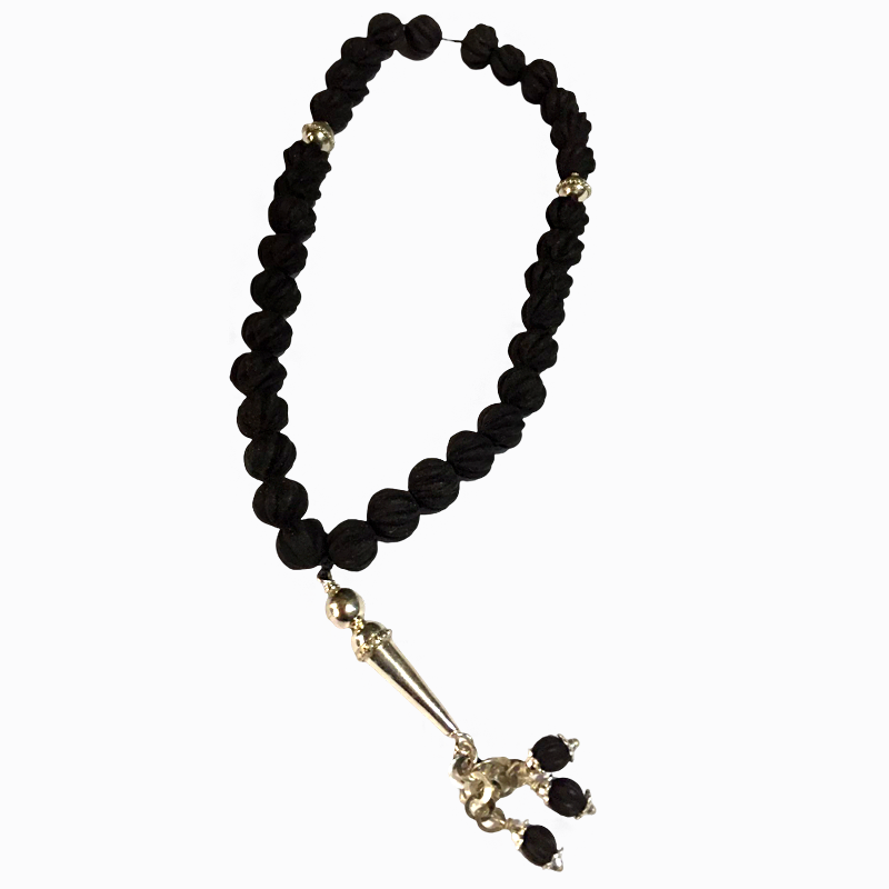 Tasbih en Ambre Boisé Argent Massif 33 Perles Artisanales