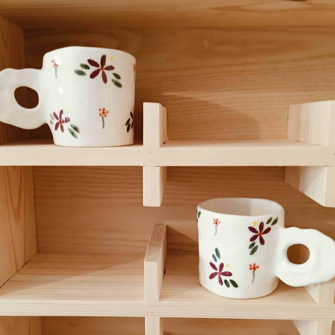 Tasse céramique design floral (8 x 9 cm) - artisanat Tunisien fait main | ILEYCOM
