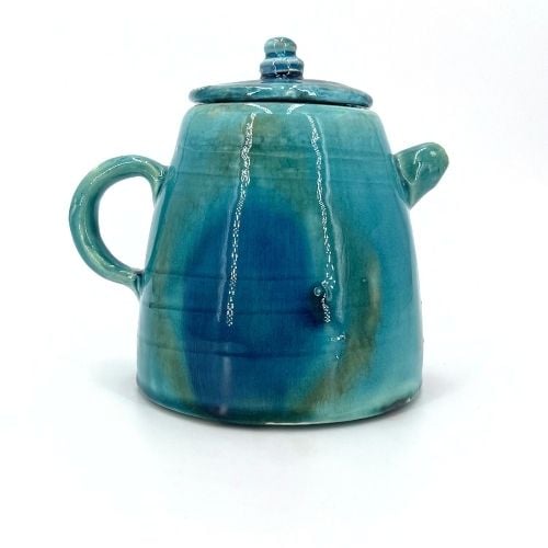 Blue ceramic teapot