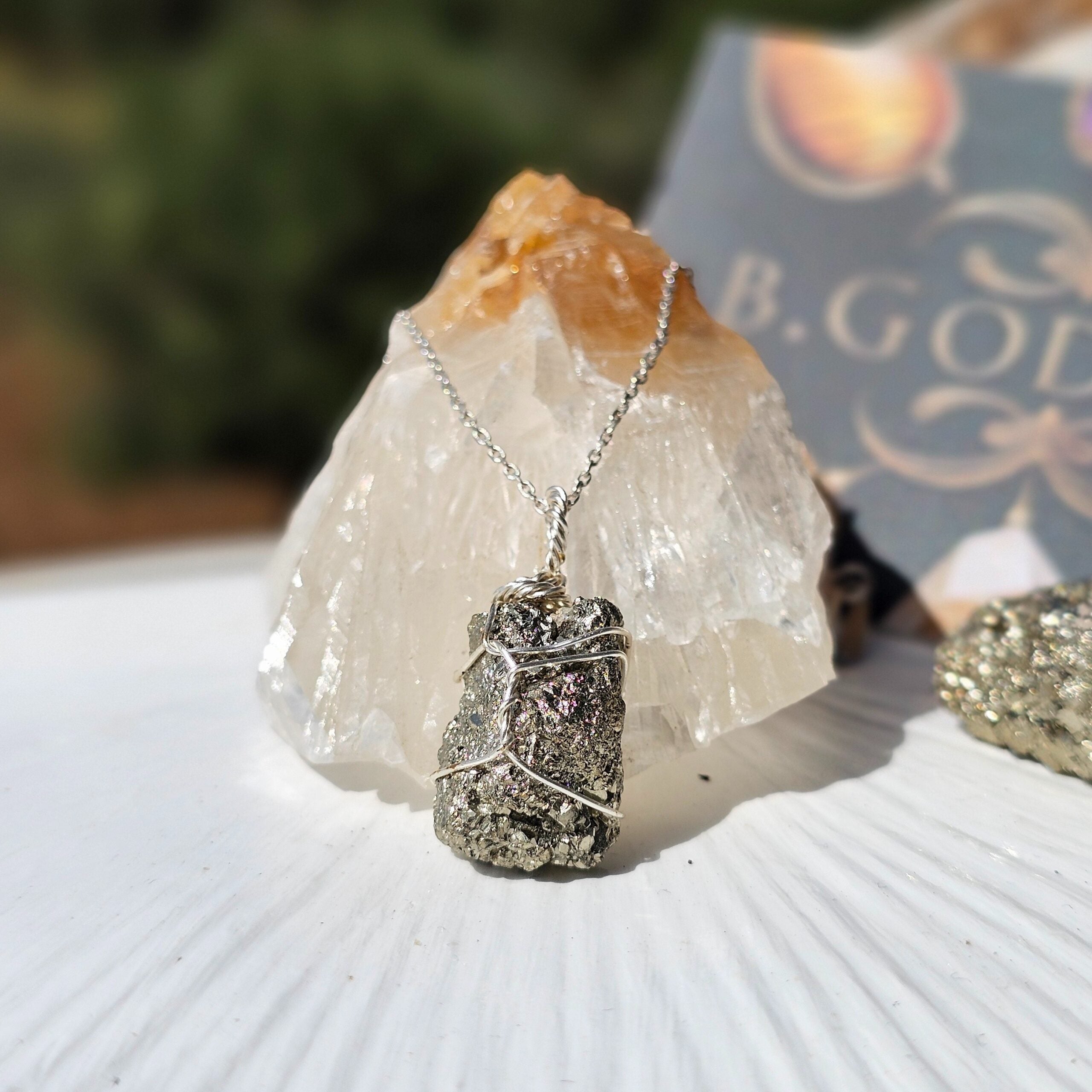 Collier argent 925 avec pendentif Pyrite brute - Confiance et Abondance