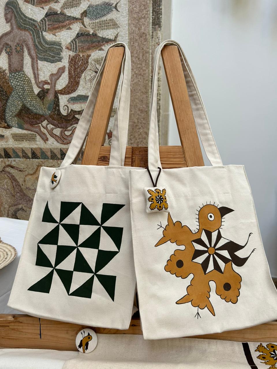 Tote Bag Fait Main, avec une Poche et Une Doublure à L'intérieur