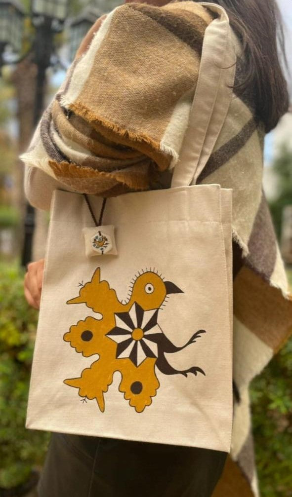 Tote Bag Fait Main, avec une Poche et Une Doublure à L'intérieur