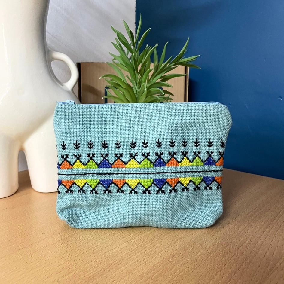 Pochette de plage, maquillage & skincare en crochet fait main orange