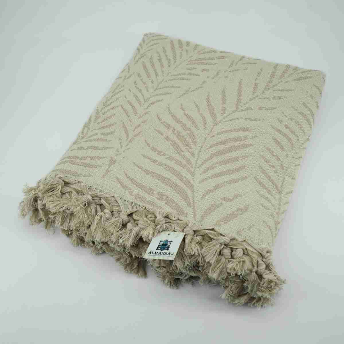 Jeté en coton recyclé motif feuille luxe (1.50 x 2 m)